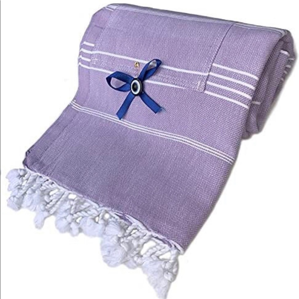 Turkish Beach Towel w/Hidden Pocket 75”Long Cotton Made in Turkey